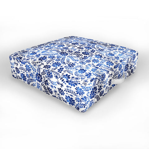Schatzi Brown Mexico City Flower Blue Outdoor Floor Cushion