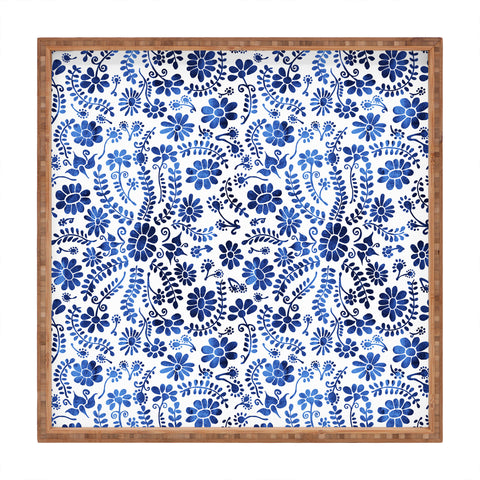 Schatzi Brown Mexico City Flower Blue Square Tray