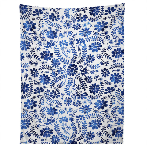 Schatzi Brown Mexico City Flower Blue Tapestry