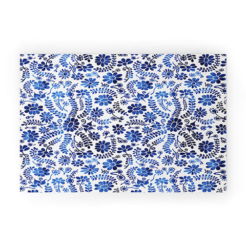 Schatzi Brown Mexico City Flower Blue Welcome Mat