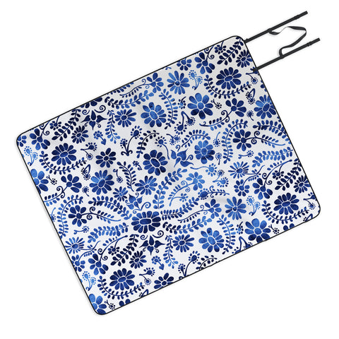 Schatzi Brown Mexico City Flower Blue Picnic Blanket