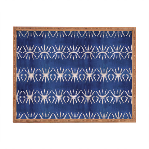 Schatzi Brown Mila Eye Stripe Indigo Rectangular Tray