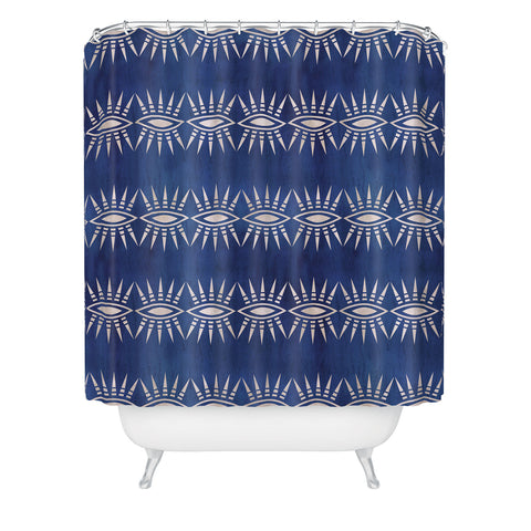Schatzi Brown Mila Eye Stripe Indigo Shower Curtain