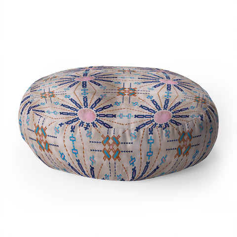 Schatzi Brown Mila Farmhouse Beige Floor Pillow Round