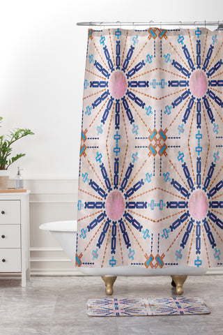 Schatzi Brown Mila Farmhouse Beige Shower Curtain And Mat