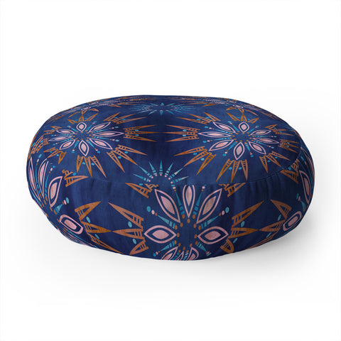 Schatzi Brown Mila Farmhouse Indigo Floor Pillow Round