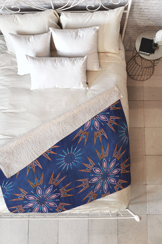 Schatzi Brown Mila Farmhouse Indigo Fleece Throw Blanket