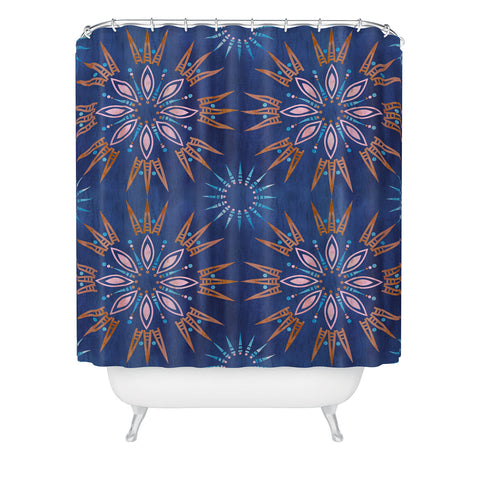 Schatzi Brown Mila Farmhouse Indigo Shower Curtain