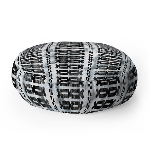 Schatzi Brown Mila Stripe White Floor Pillow Round
