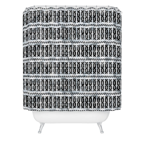 Schatzi Brown Mila Stripe White Shower Curtain