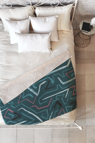 Schatzi Brown Modern Line Midnight Fleece Throw Blanket