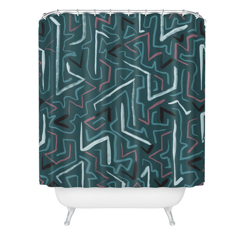 Schatzi Brown Modern Line Midnight Shower Curtain