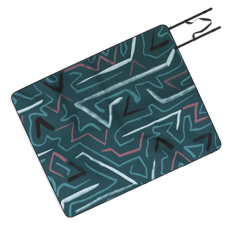 Schatzi Brown Modern Line Midnight Picnic Blanket