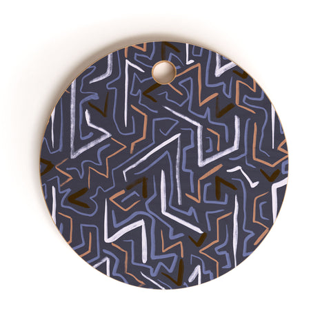 Schatzi Brown Modern Line Plum Cutting Board Round