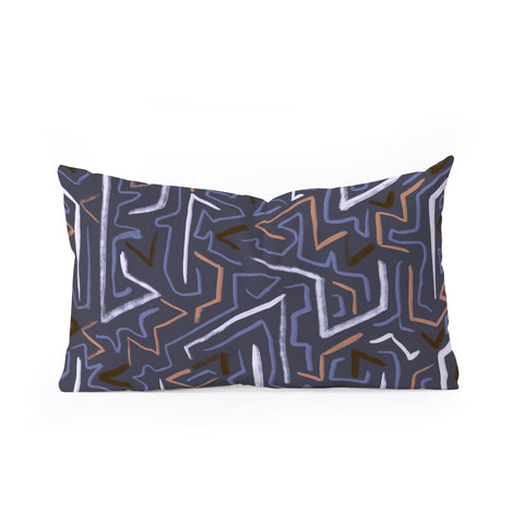 Schatzi Brown Modern Line Plum Oblong Throw Pillow