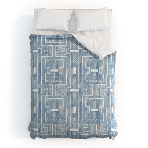 Schatzi Brown Modern Mud Cloth 7 Light Denim Comforter