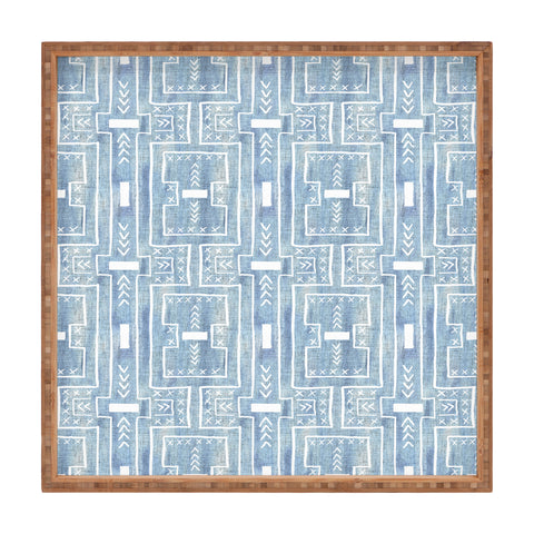 Schatzi Brown Modern Mud Cloth 7 Light Denim Square Tray