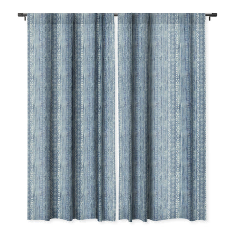 Schatzi Brown Modern Mudcloth Light Denim Blackout Window Curtain