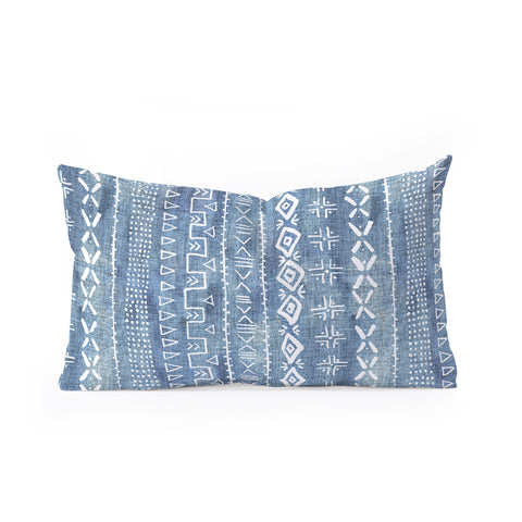 Schatzi Brown Modern Mudcloth Light Denim Oblong Throw Pillow