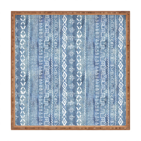 Schatzi Brown Modern Mudcloth Light Denim Square Tray