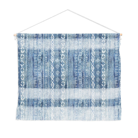 Schatzi Brown Modern Mudcloth Light Denim Wall Hanging Landscape