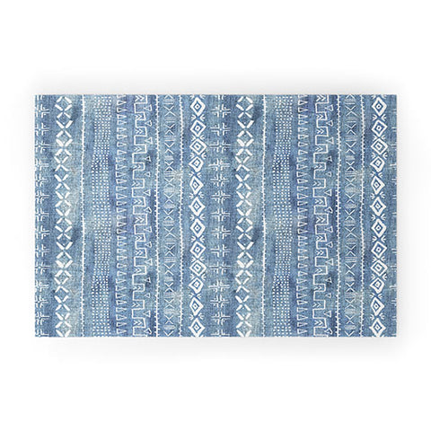 Schatzi Brown Modern Mudcloth Light Denim Welcome Mat
