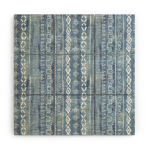 Schatzi Brown Modern Mudcloth Light Denim Wood Wall Mural