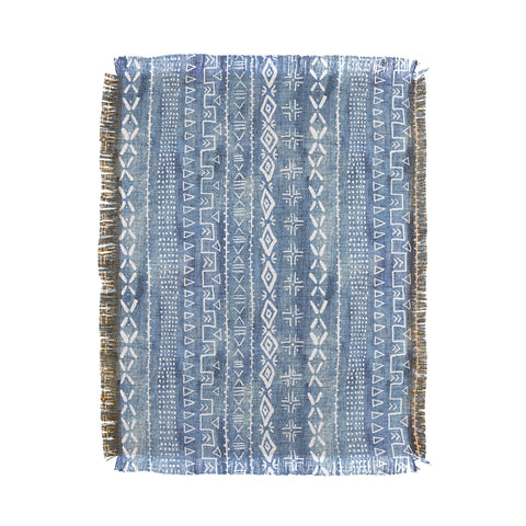 Schatzi Brown Modern Mudcloth Light Denim Throw Blanket