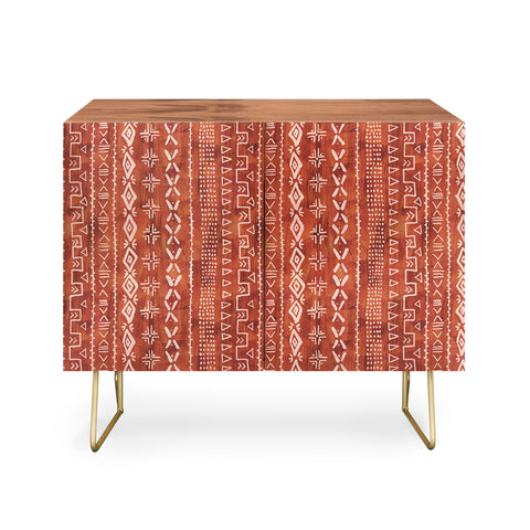 Schatzi Brown Modern Mudcloth Rust Credenza