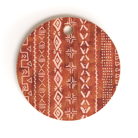 Schatzi Brown Modern Mudcloth Rust Cutting Board Round