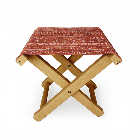 Schatzi Brown Modern Mudcloth Rust Folding Stool