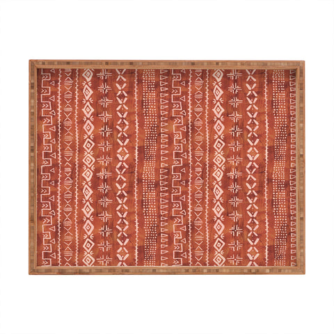 Schatzi Brown Modern Mudcloth Rust Rectangular Tray
