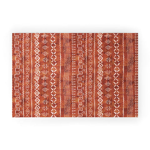 Schatzi Brown Modern Mudcloth Rust Welcome Mat