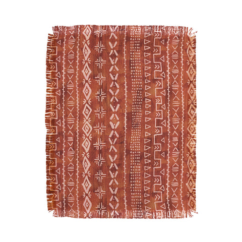Schatzi Brown Modern Mudcloth Rust Throw Blanket
