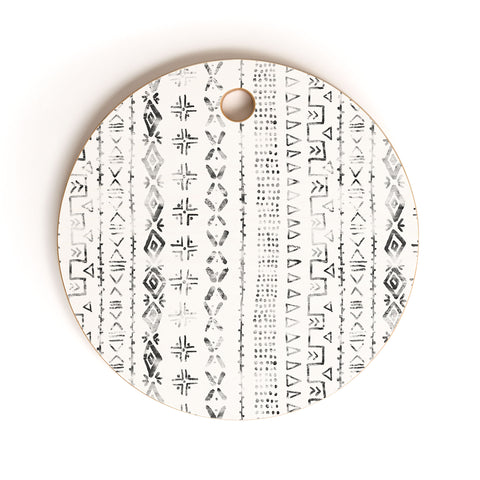 Schatzi Brown Modern Mudcloth Snow Cutting Board Round