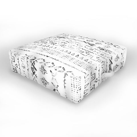 Schatzi Brown Modern Mudcloth Snow Outdoor Floor Cushion