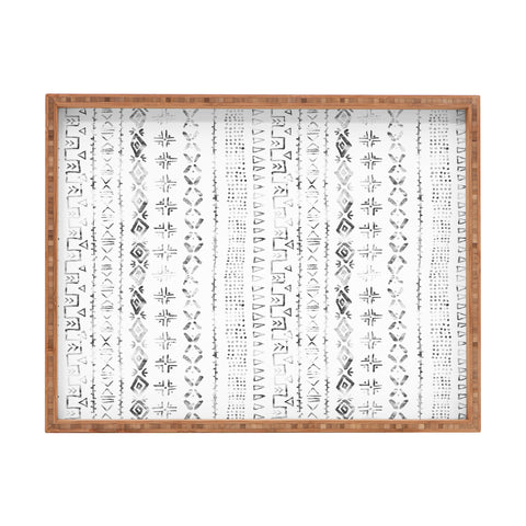 Schatzi Brown Modern Mudcloth Snow Rectangular Tray