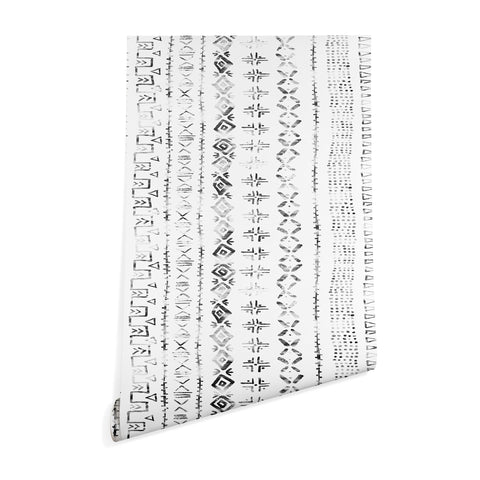 Schatzi Brown Modern Mudcloth Snow Wallpaper