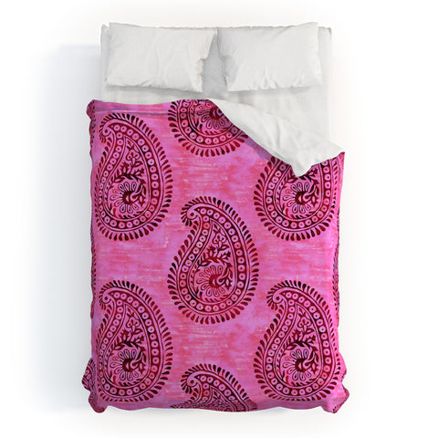 Schatzi Brown Mora Paisley Hot Pink Duvet Cover