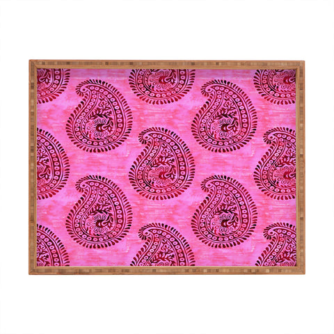 Schatzi Brown Mora Paisley Hot Pink Rectangular Tray