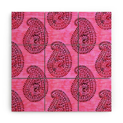 Schatzi Brown Mora Paisley Hot Pink Wood Wall Mural