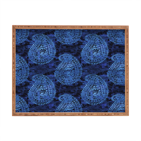Schatzi Brown Mora Paisley Indigo Rectangular Tray