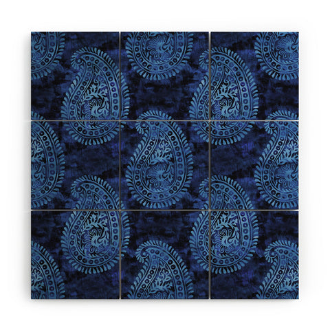 Schatzi Brown Mora Paisley Indigo Wood Wall Mural