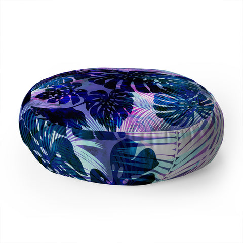 Schatzi Brown Motuu Tropical Blue Floor Pillow Round