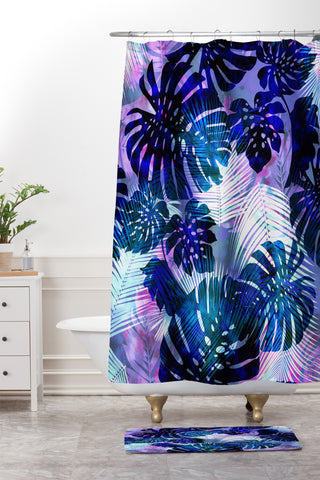 Schatzi Brown Motuu Tropical Blue Shower Curtain And Mat