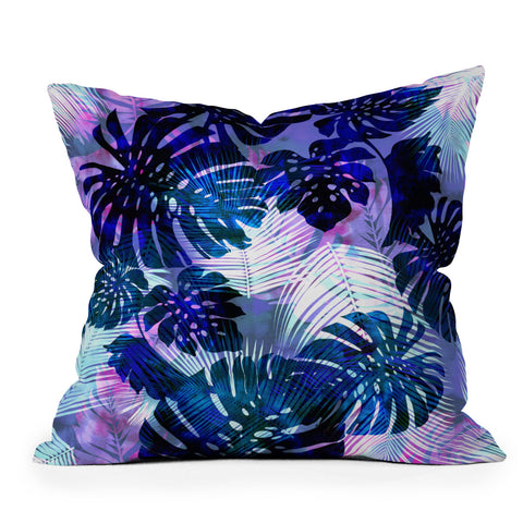 Schatzi Brown Motuu Tropical Blue Throw Pillow