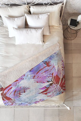 Schatzi Brown Motuu Tropical White Fleece Throw Blanket