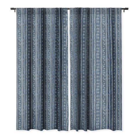 Schatzi Brown Mud Cloth 5 Denim Blackout Window Curtain