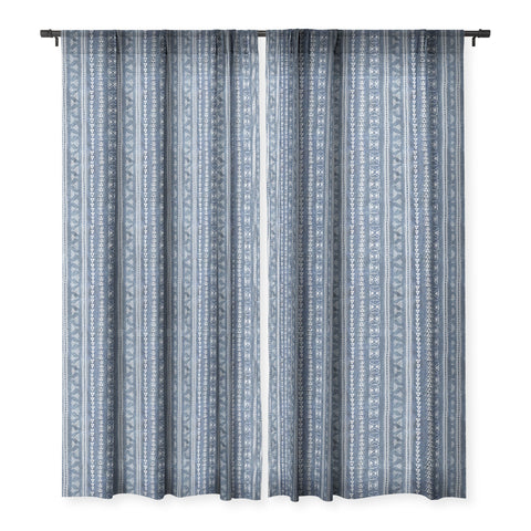 Schatzi Brown Mud Cloth 5 Denim Sheer Window Curtain