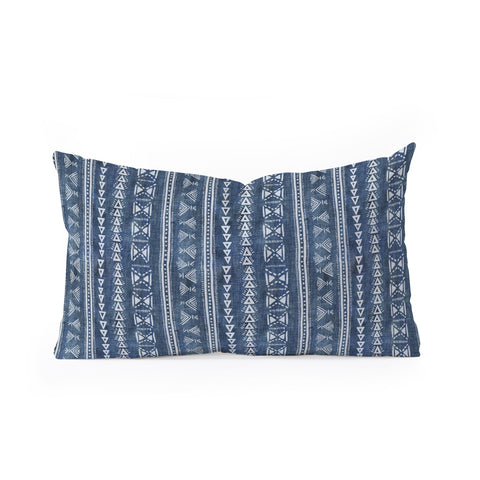 Schatzi Brown Mud Cloth 5 Denim Oblong Throw Pillow